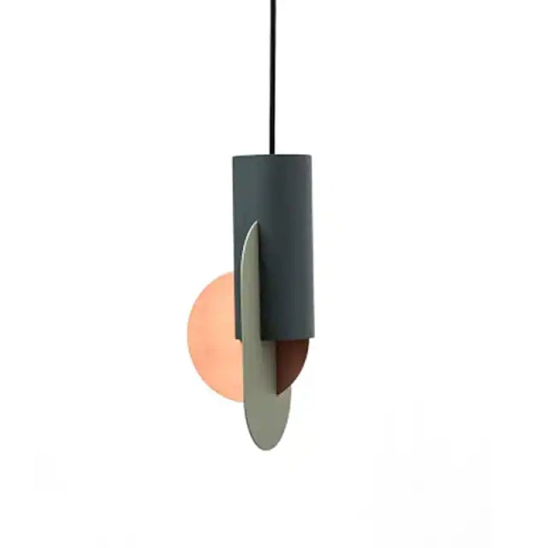 Valentina Lustre Rond/Cylindre Moderne, Métal, Vert/Brun, Chambre à Coucher