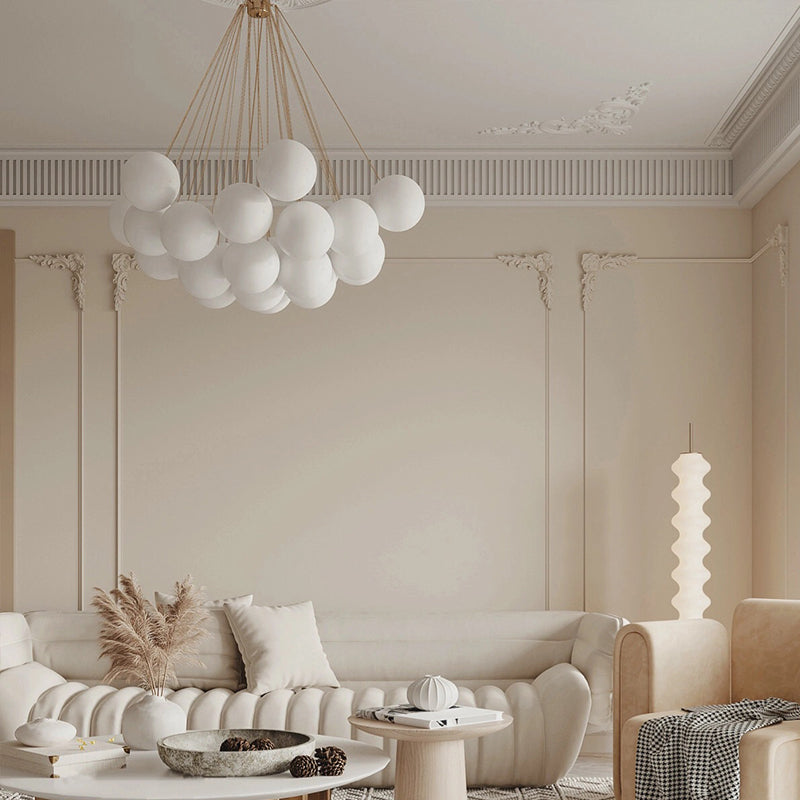 Valentina Lustre Globe Modenre, Fer/Verre, Noir/Blanc, Salon