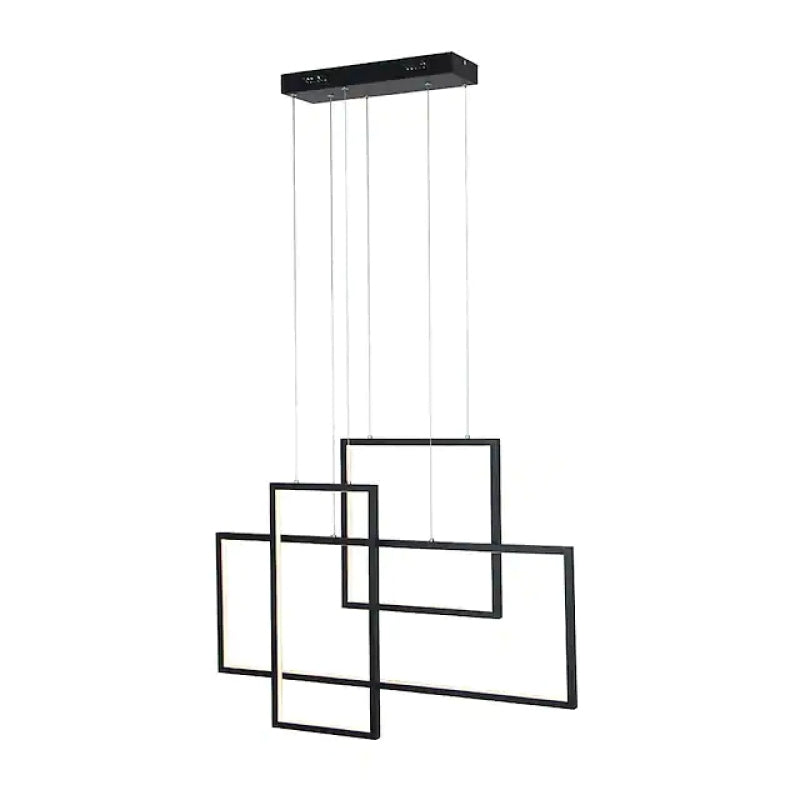 Arisha Lustre Rectangulaire Moderne, Métal/Gel de Silice, Noir/Blanc, Salon