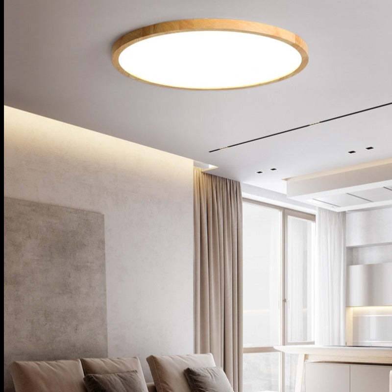 Muto Plafonnier Rond Moderne, Bois Salon