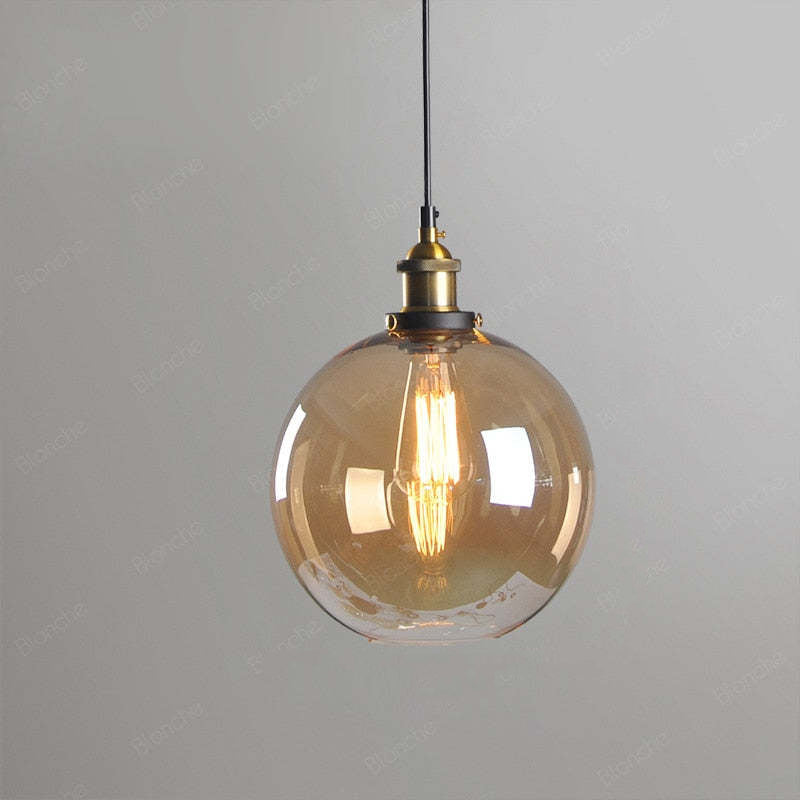 Arisha suspension Industriel en Verre, Clair/Ambre/Gris Fumé