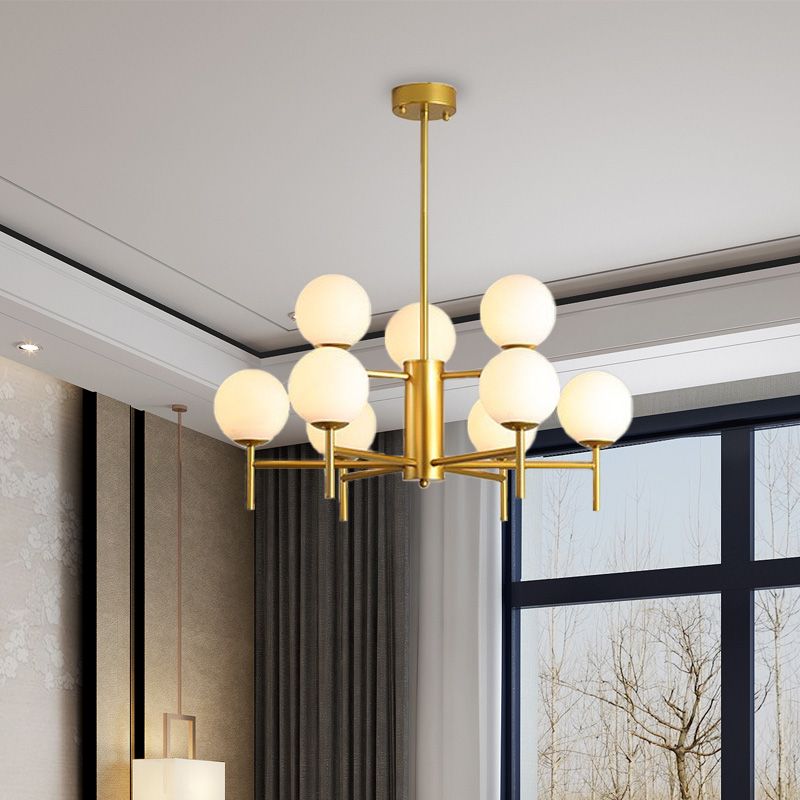 Valentina Bulle Moderne LED Lustre Noir/Doré Métal/Verre Chambre à Coucher
