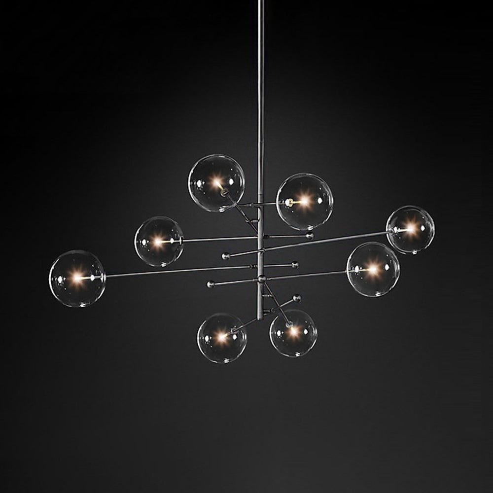 Valentina Lustre Multi Moderne, Métal/Verre, Noir/Doré, Salon