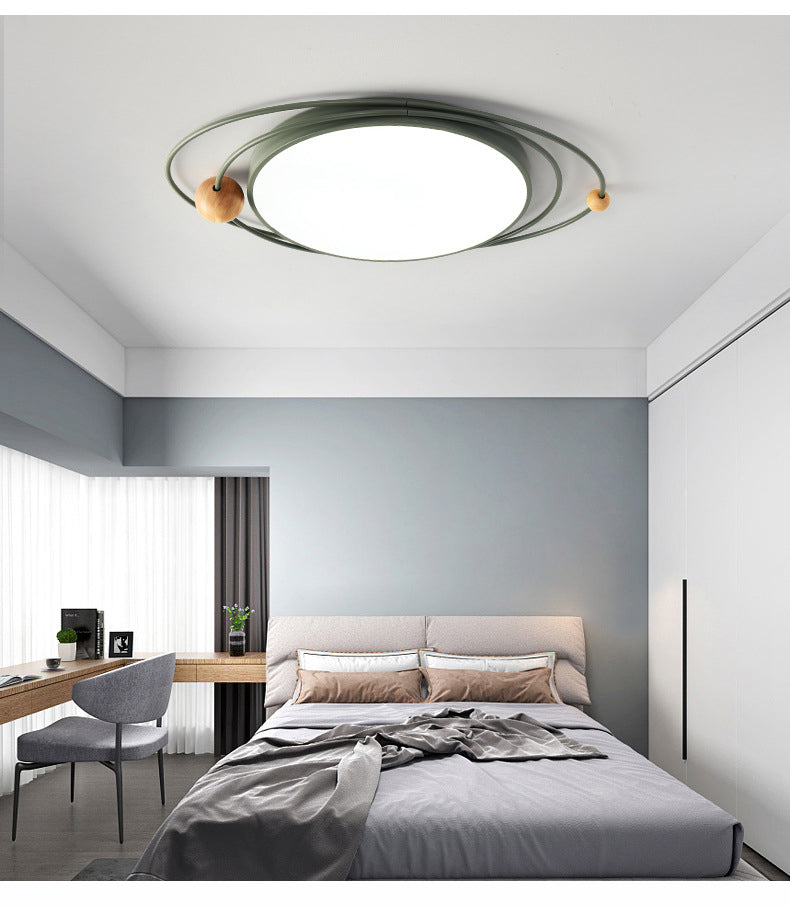 Arisha Plafonnier Rond Moderne, Metal/Bois, Blanc/Noir/Gris/Vert/Bleu, Salon