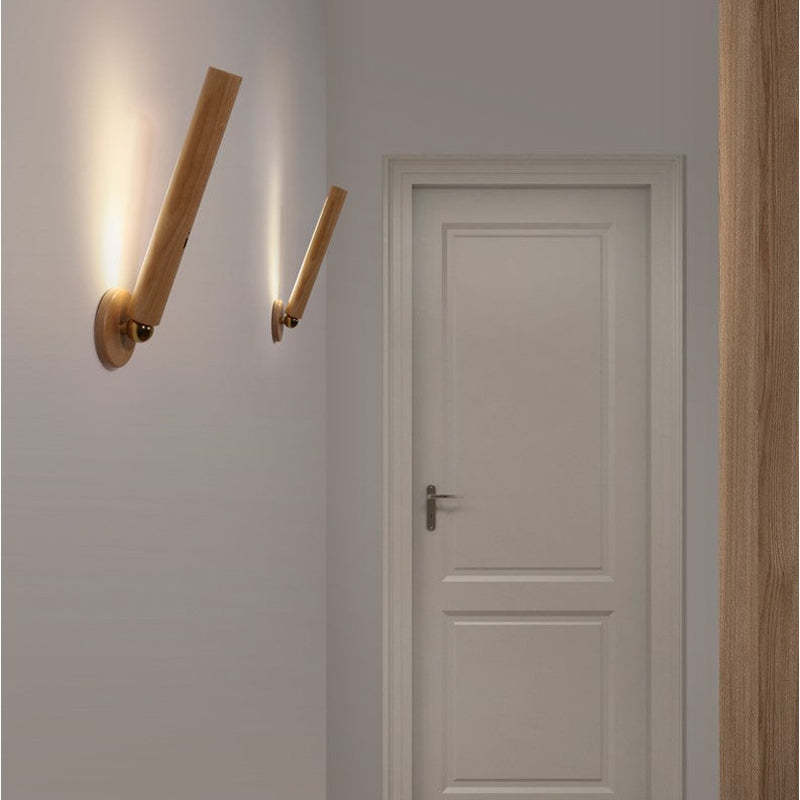 Muto Applique Murale Cylindrique Minimaliste, Bois, Métal/Bois, Chambre