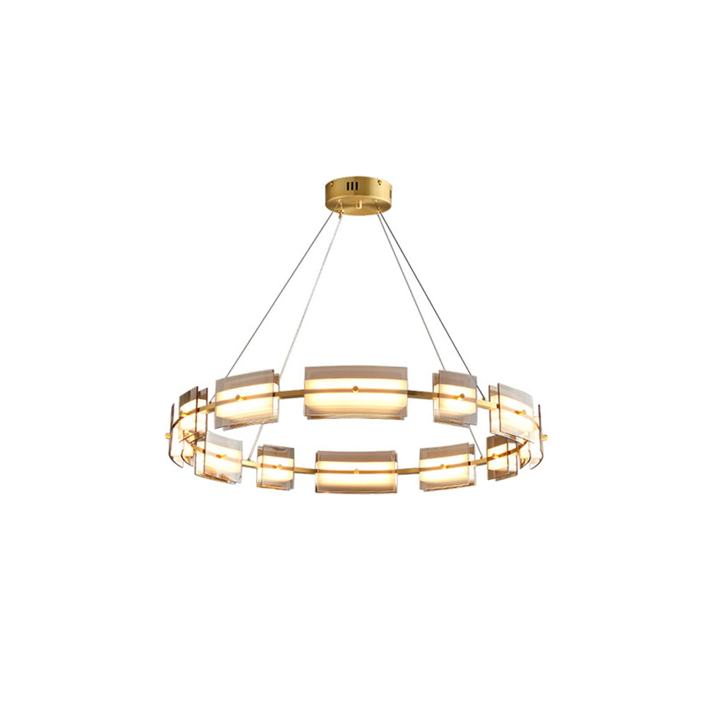 Arisha Suspension Anneau Simple, Cuivre/Verre, Noir/Or, Salon/Chambre