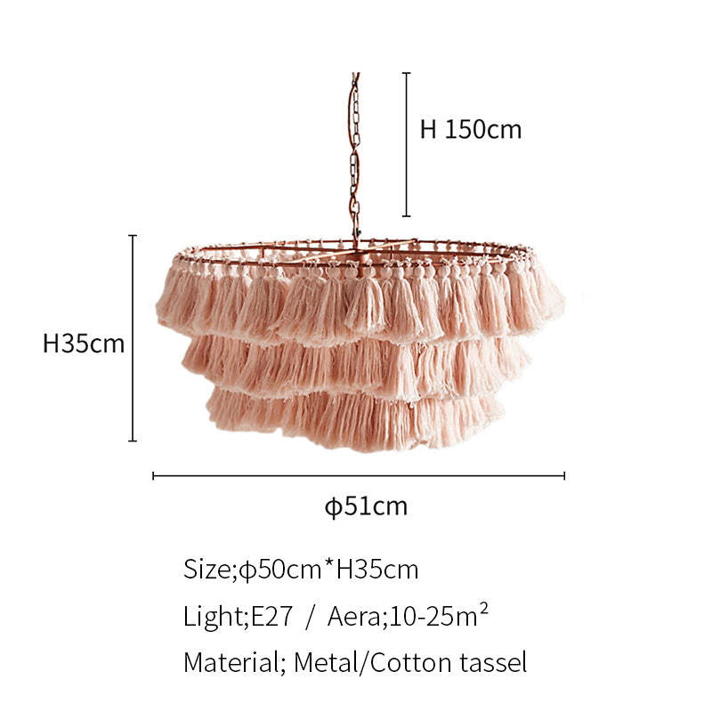 Ritta Suspension Nuage Retro, Metal/Tissu, Rose/Beige/Violet, Salon