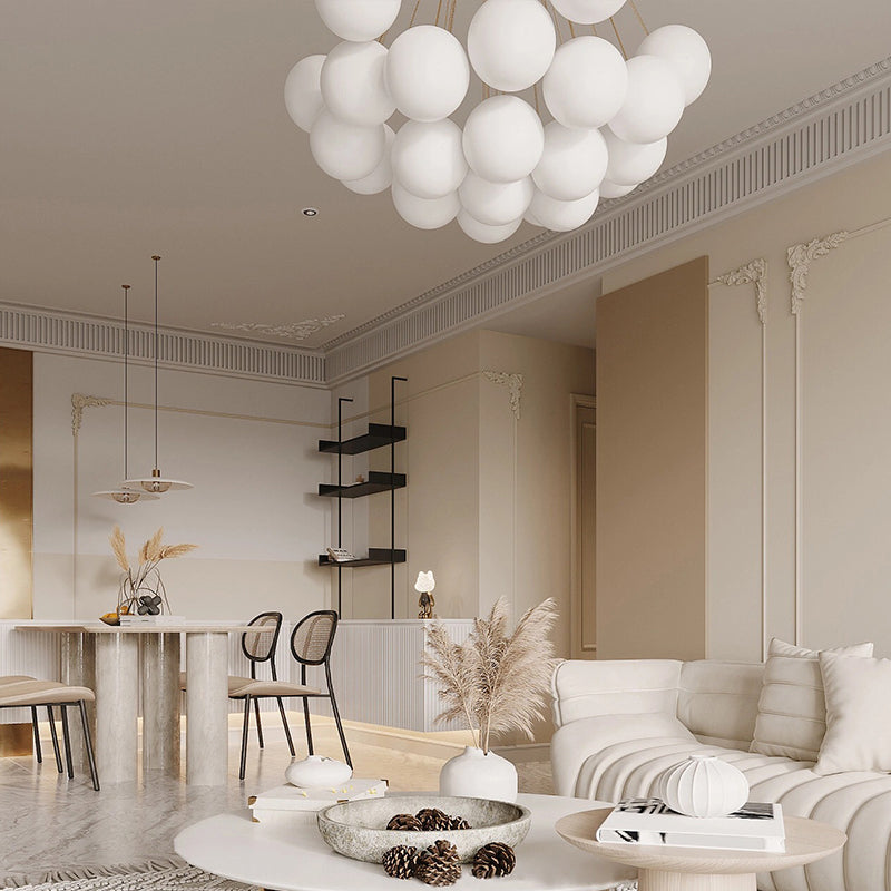 Valentina Lustre Globe Modenre, Fer/Verre, Noir/Blanc, Salon