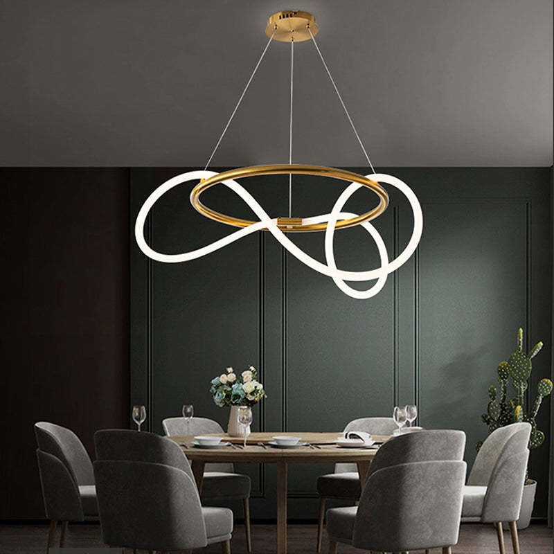 Arisha Suspension Courbe/linéaire LED Postmoderne, Métal, Or/Noir, Salon