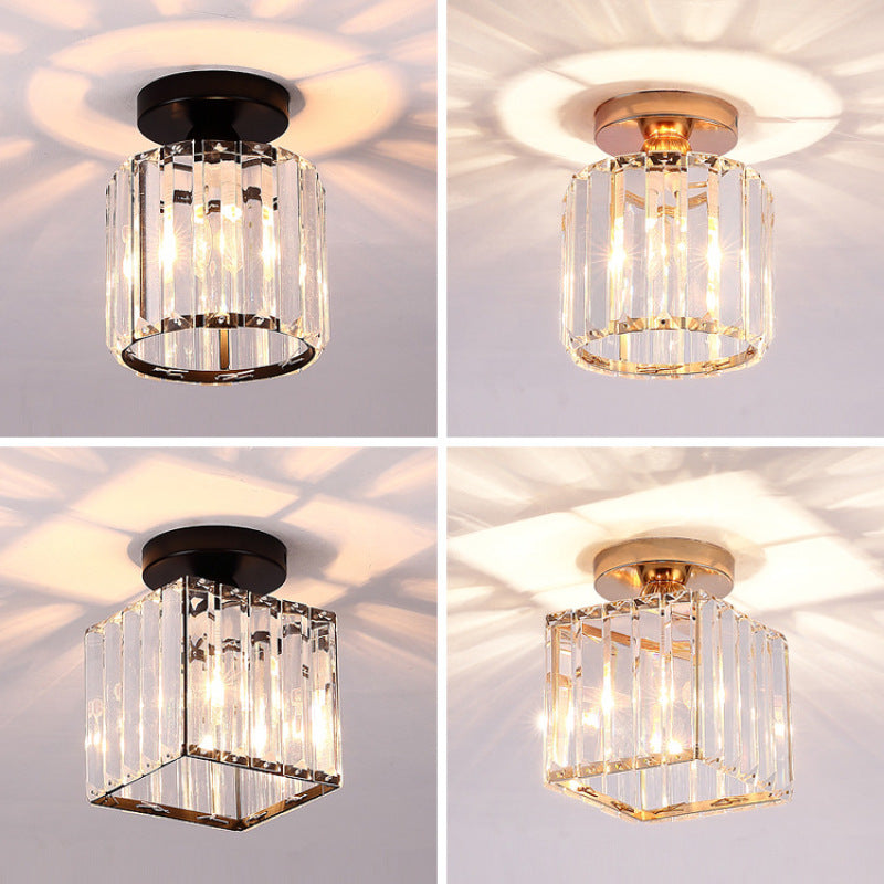 Kristy Plafonnier Carré/Rond Moderne,Cristal, Noir/Argent/Or, Salon