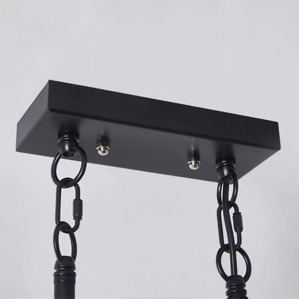 Silva Luminaires Suspensions Cage Industrielle Design Métal Bois Marron Salon/Cuisine/Bar