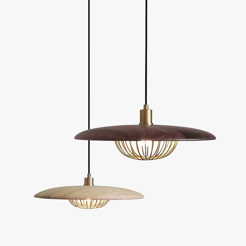 Arisha Suspension Ronde Moderne LED Luxe Métal, Or/Gris/Noir/Marron/Bois, Salon