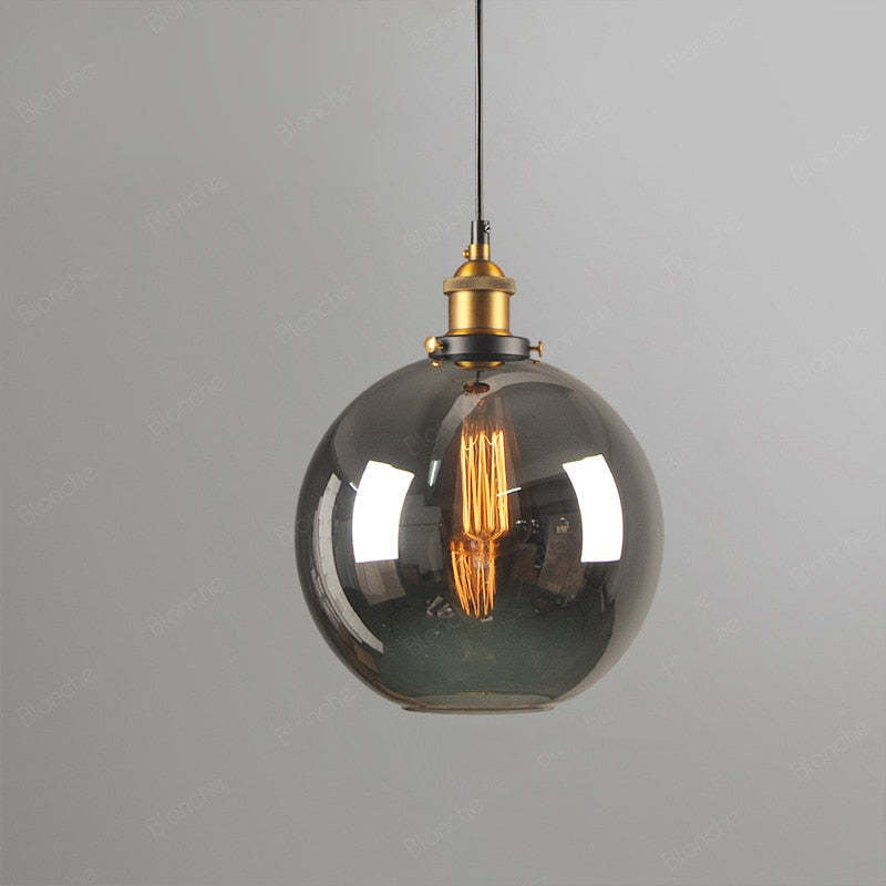Arisha suspension Industriel en Verre, Clair/Ambre/Gris Fumé