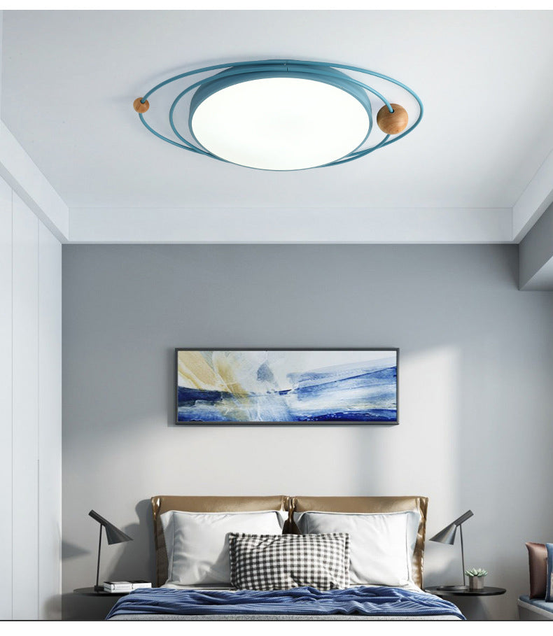 Arisha Plafonnier Rond Moderne, Metal/Bois, Blanc/Noir/Gris/Vert/Bleu, Salon