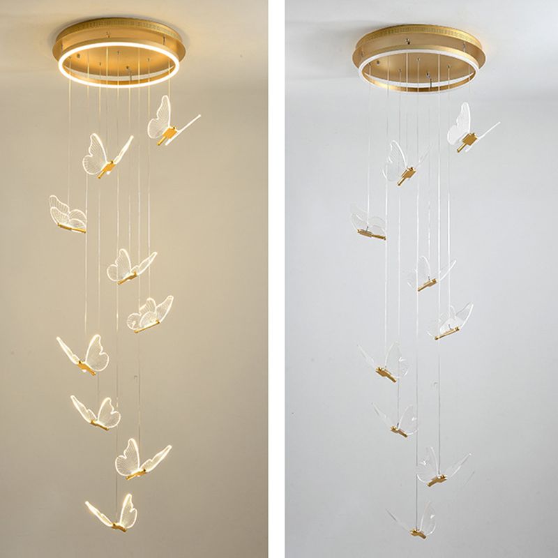 Olivia Moderne LED Suspension Doré Métal/Acrylique Salon Chambre à coucher