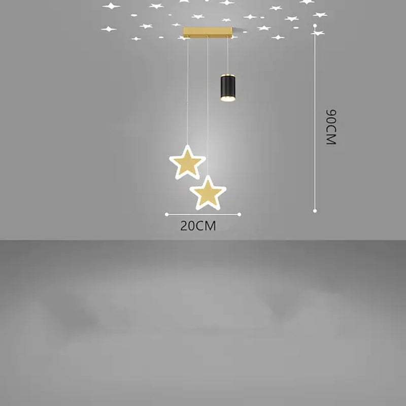 Arisha Luminaires Suspension à Projection de Lune étoile Or/Noir Métal Chambre à coucher/Bar
