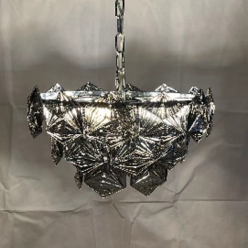 Kristy Lustre Hexagone Cristal, Métal/Cristal, Dégagé/Gris Fumé/Glaçage/Champagne, Salon