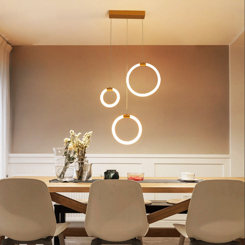 Valentina Luminaires Suspension LED Anneau Simple, Métal, Or, Salon