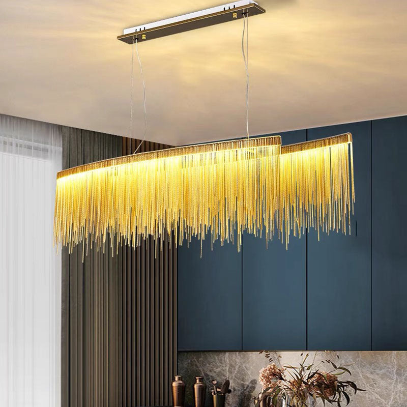Arisha Suspension Linéaire Luxueux, Acrylique/Metal, Doré/Chrome, Chambre