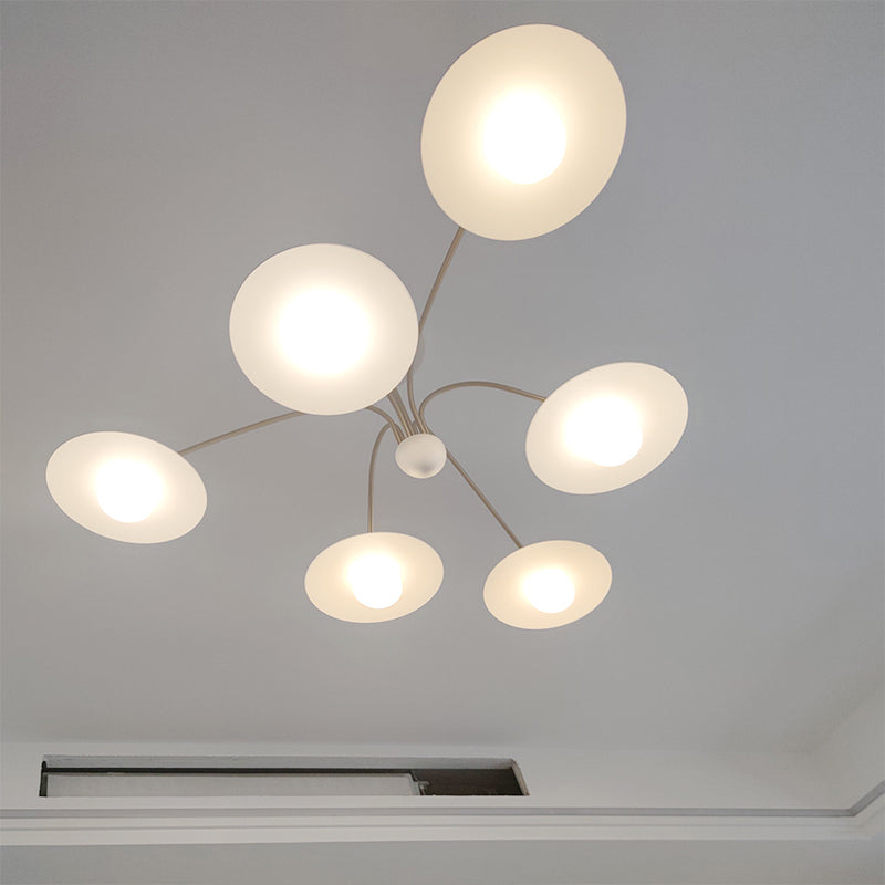 Arisha Suspension Fleur Art Déco, Métal/Verre, Blanc, Salon
