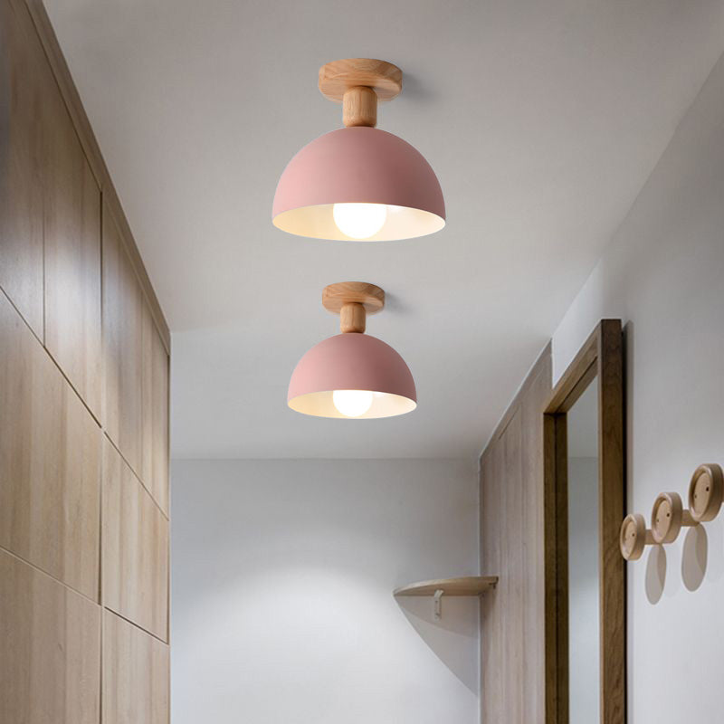 Muto Dôme Moderne LED Plafonnier Blanc/Gris Bois/Métal Salle d'étude