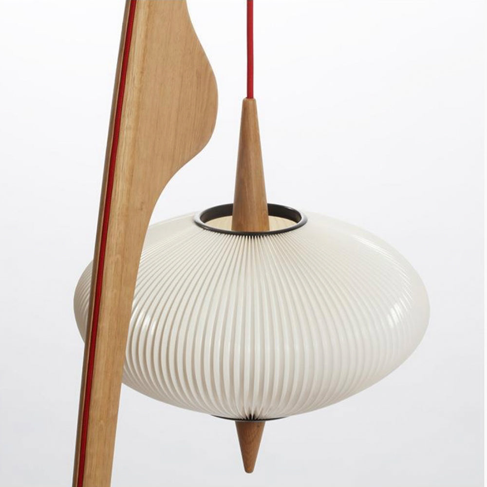 Ritta Lampadaire Rond Vintage Bois/Tissu Bois/Noyer, Salon