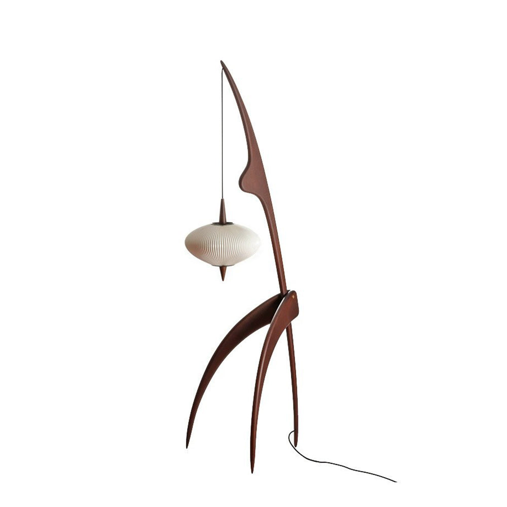 Ritta Lampadaire Rond Vintage Bois/Tissu Bois/Noyer, Salon