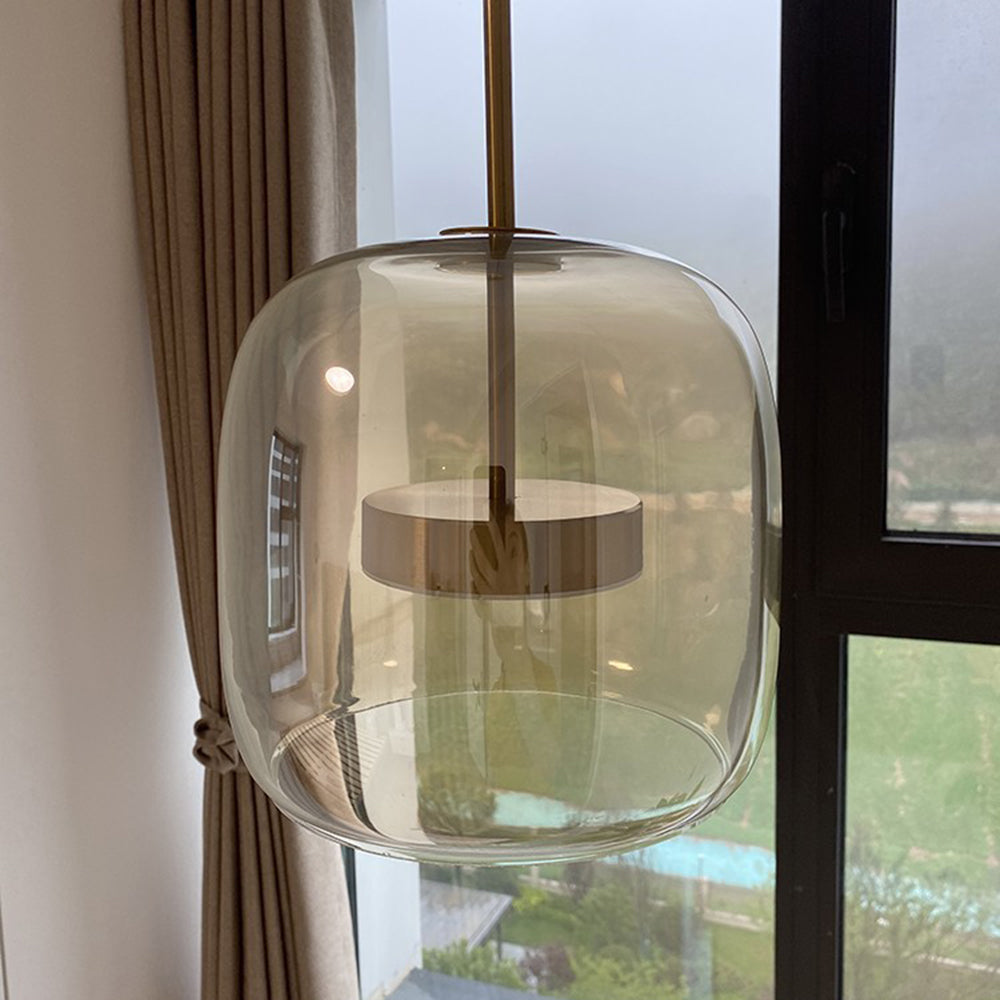 Valentina Suspension Cylindre Moderne Verre, Claire/Grise Fumée/Ambre