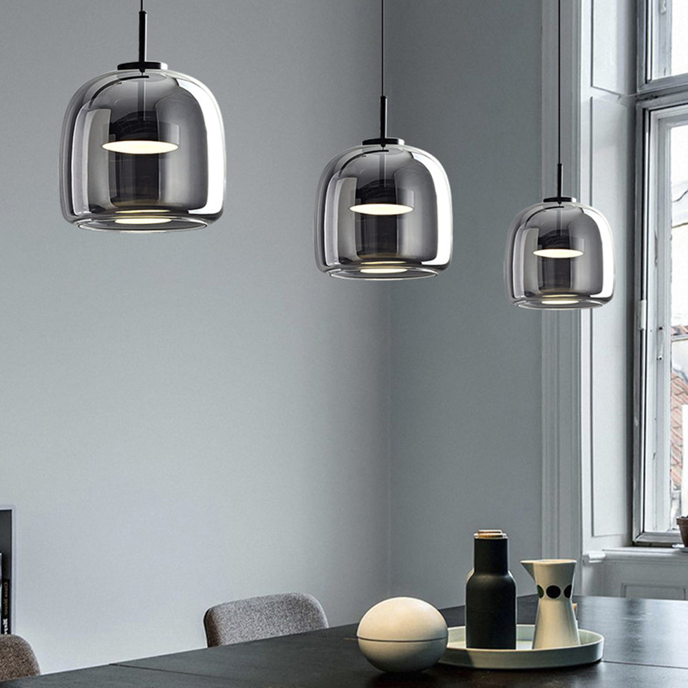 Valentina Suspension Cylindre Moderne Verre, Claire/Grise Fumée/Ambre