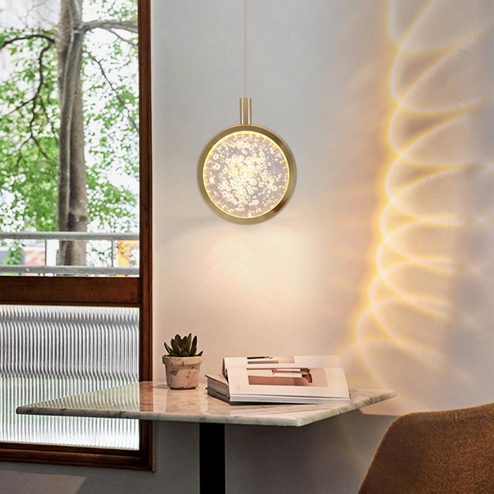 Arisha Luminaires Suspensions Ronde Moderne LED Métal/Cristal Doré Salon