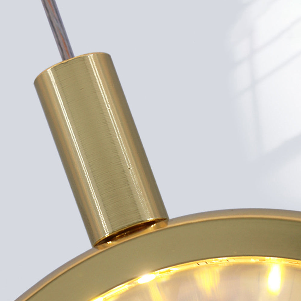 Arisha Luminaires Suspensions Ronde Moderne LED Métal/Cristal Doré Salon