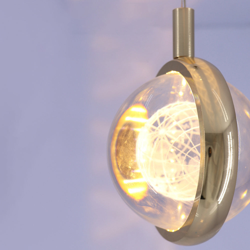 Arisha Luminaires Suspensions Ronde Moderne LED Métal/Cristal Doré Salon