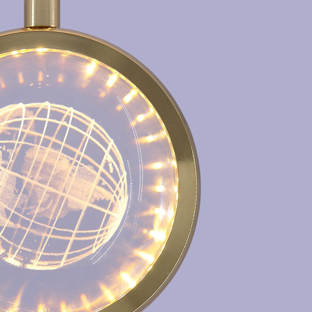 Arisha Luminaires Suspensions Ronde Moderne LED Métal/Cristal Doré Salon