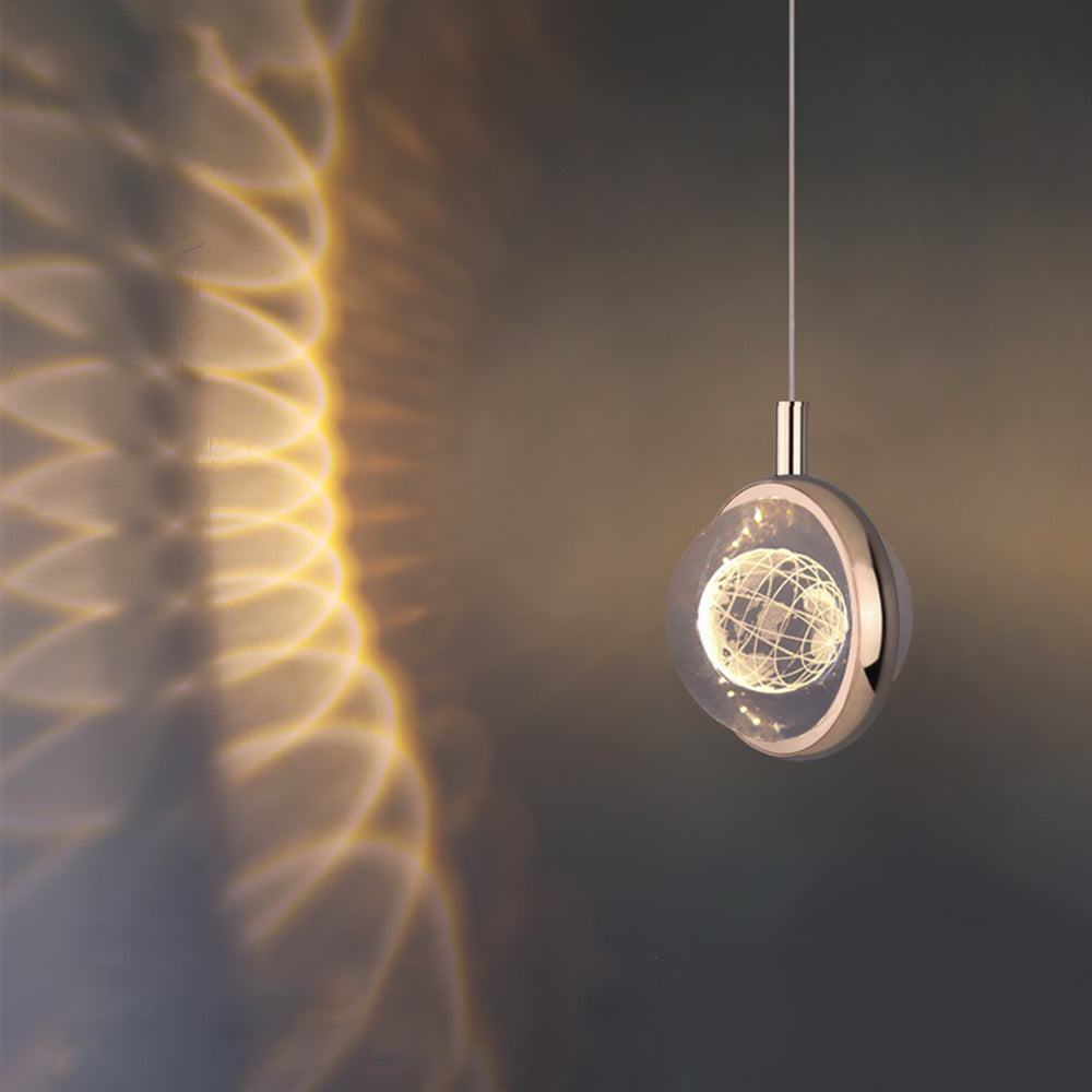 Arisha Luminaires Suspensions Ronde Moderne LED Métal/Cristal Doré Salon