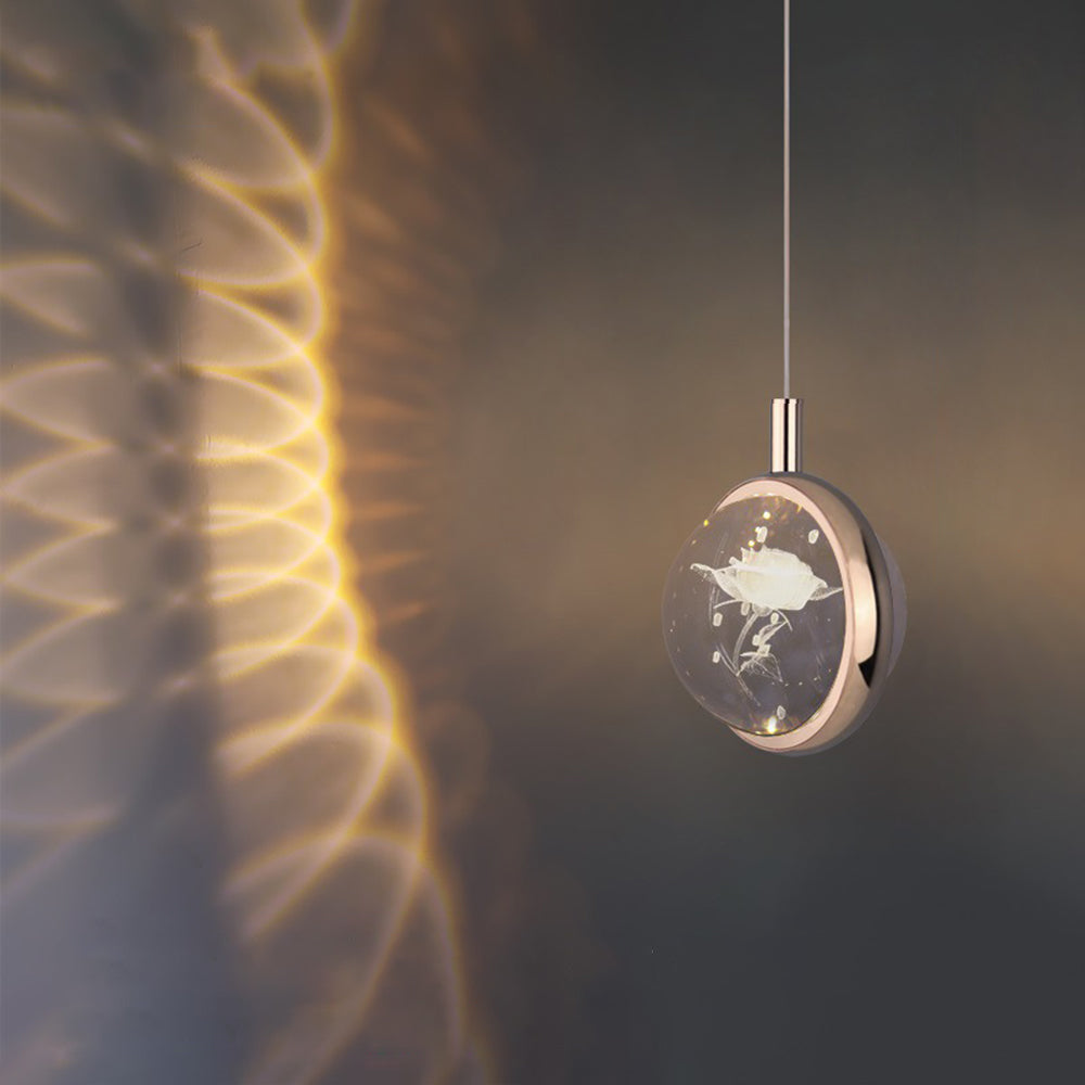 Arisha Luminaires Suspensions Ronde Moderne LED Métal/Cristal Doré Salon