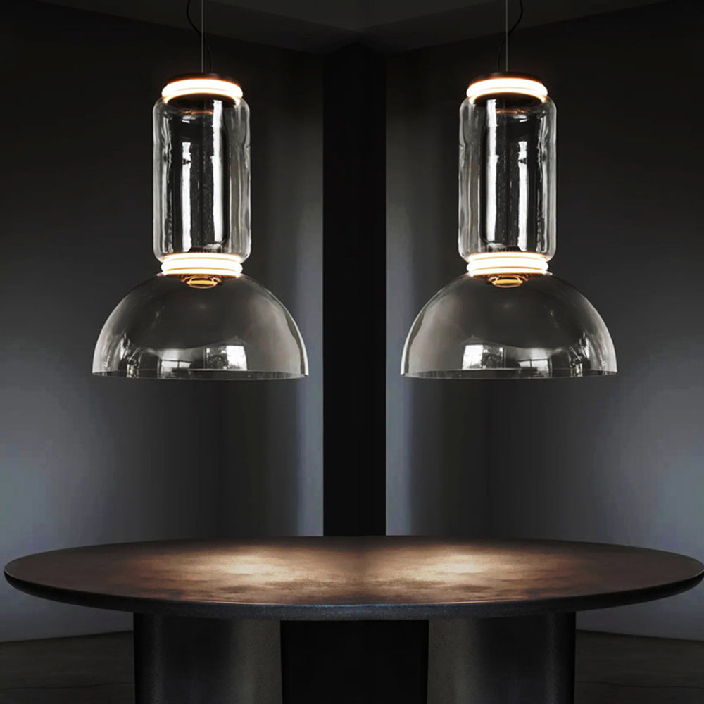 Valentina Luminaires Suspensions LED Cylindre Minimalisme Métal/Verre Transparent Salon/Chambre à Coucher