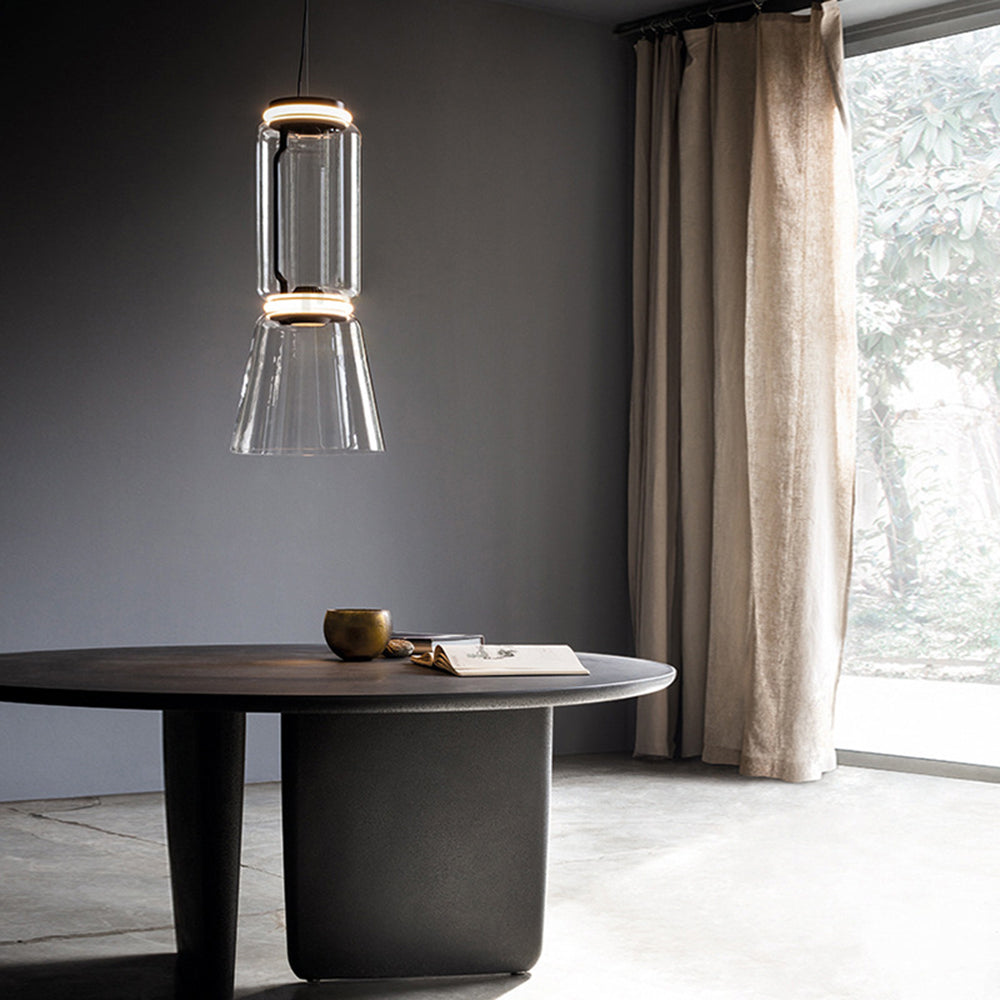 Valentina Luminaires Suspensions LED Cylindre Minimalisme Métal/Verre Transparent Salon/Chambre à Coucher