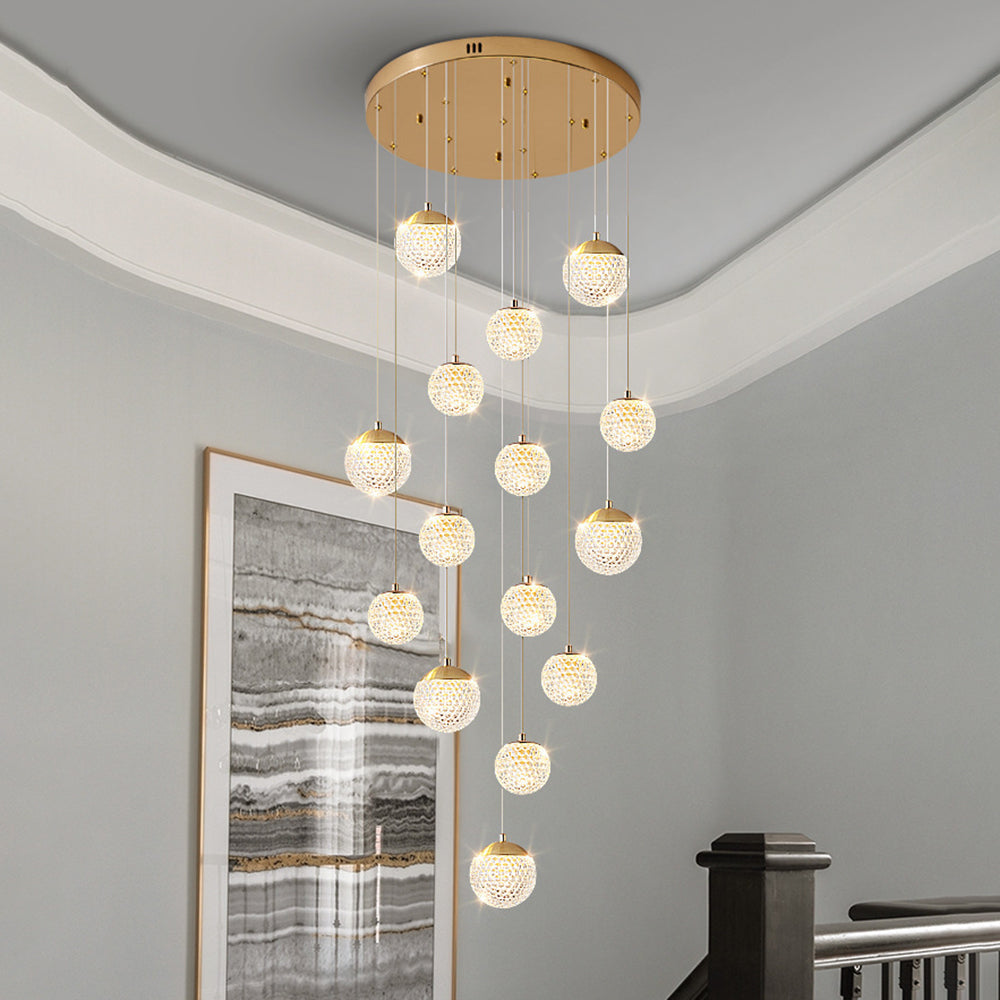Arisha Luminaires Suspensions Multi/Bulle Moderne Métal/Acrylique Doré Chambre à Coucher