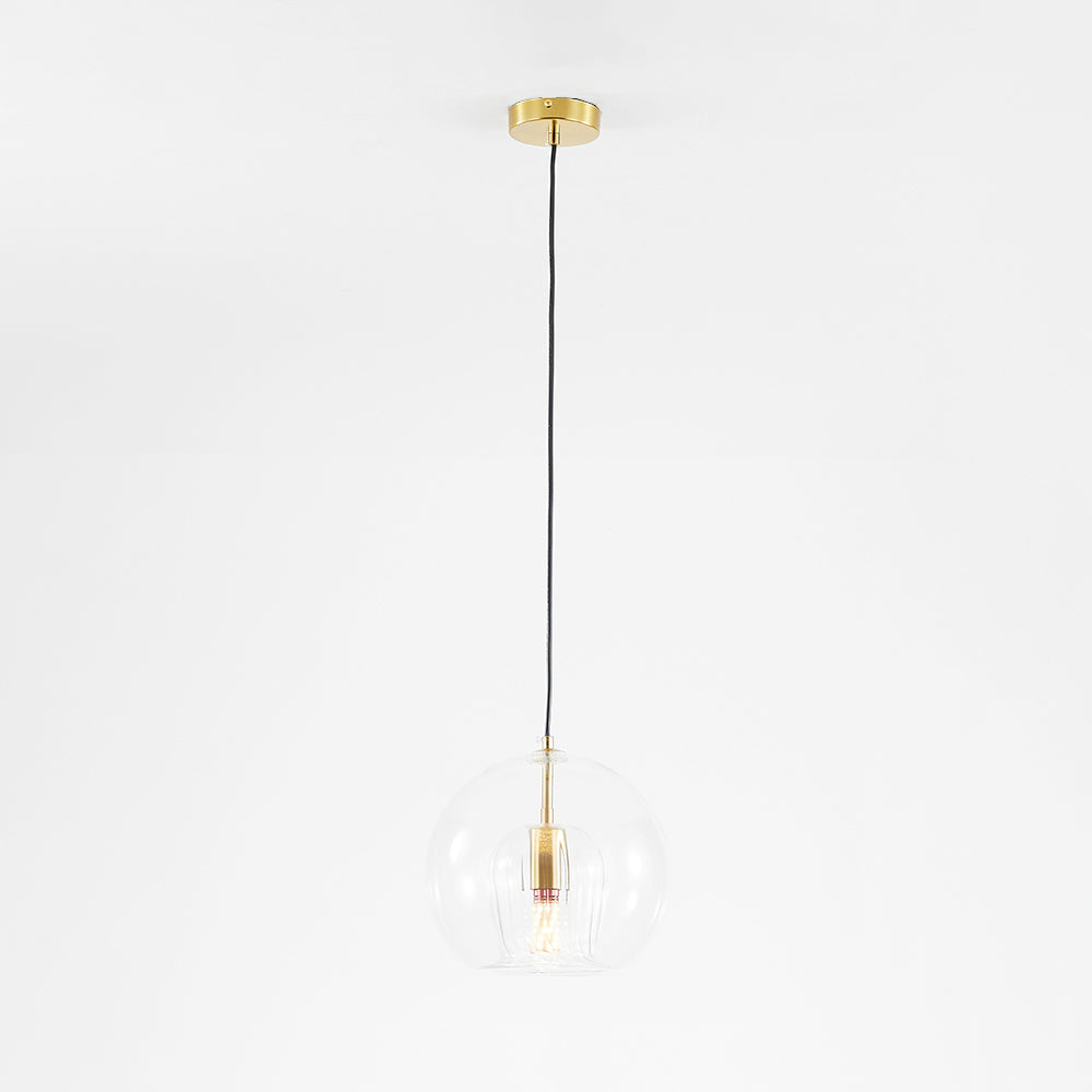 Valentina Suspension Bulle Nordique Verre Transparent/Doré Salon/Chambre