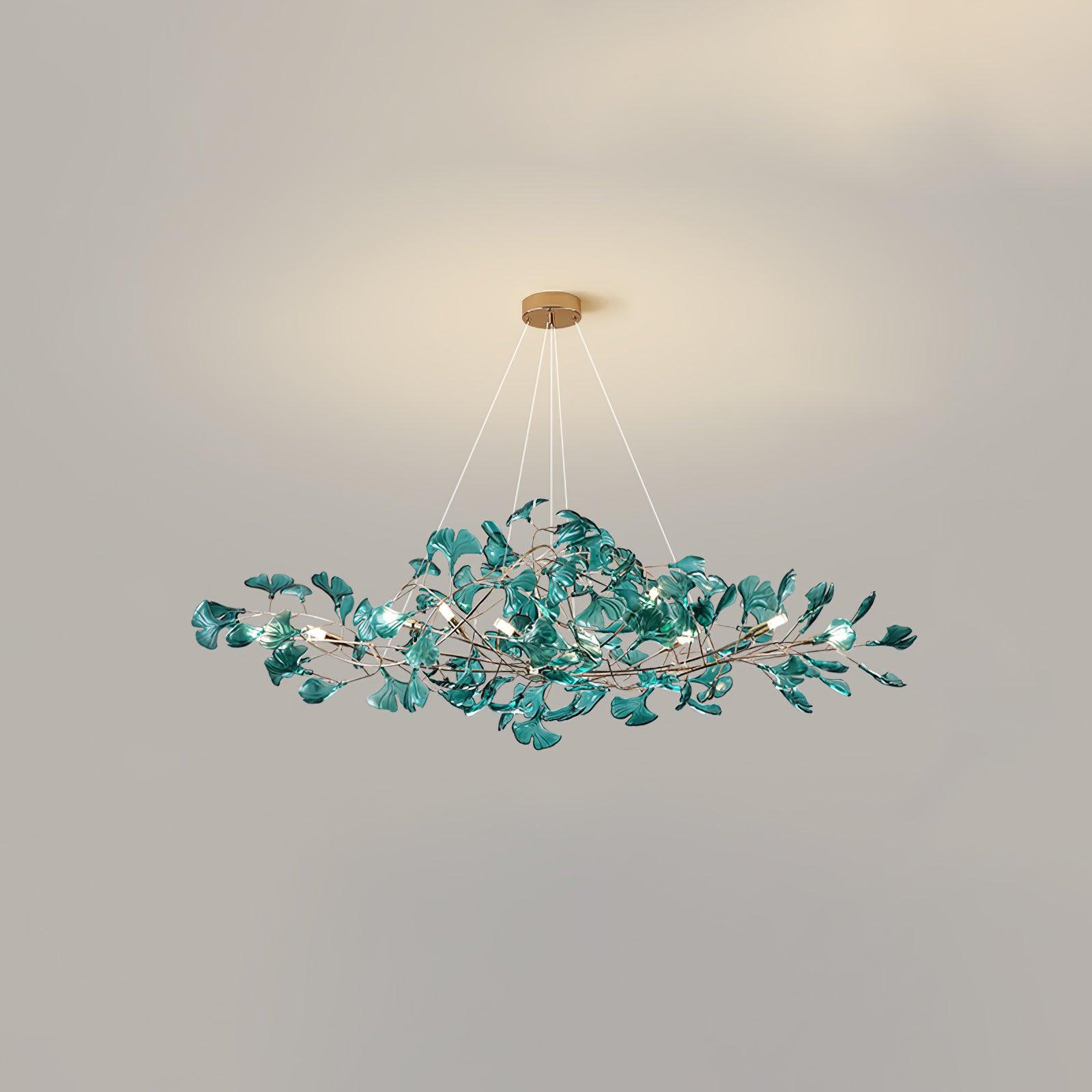 Eurvinen Luxury Ginkgo Leaf Metal Chandelier - Blowlighting
