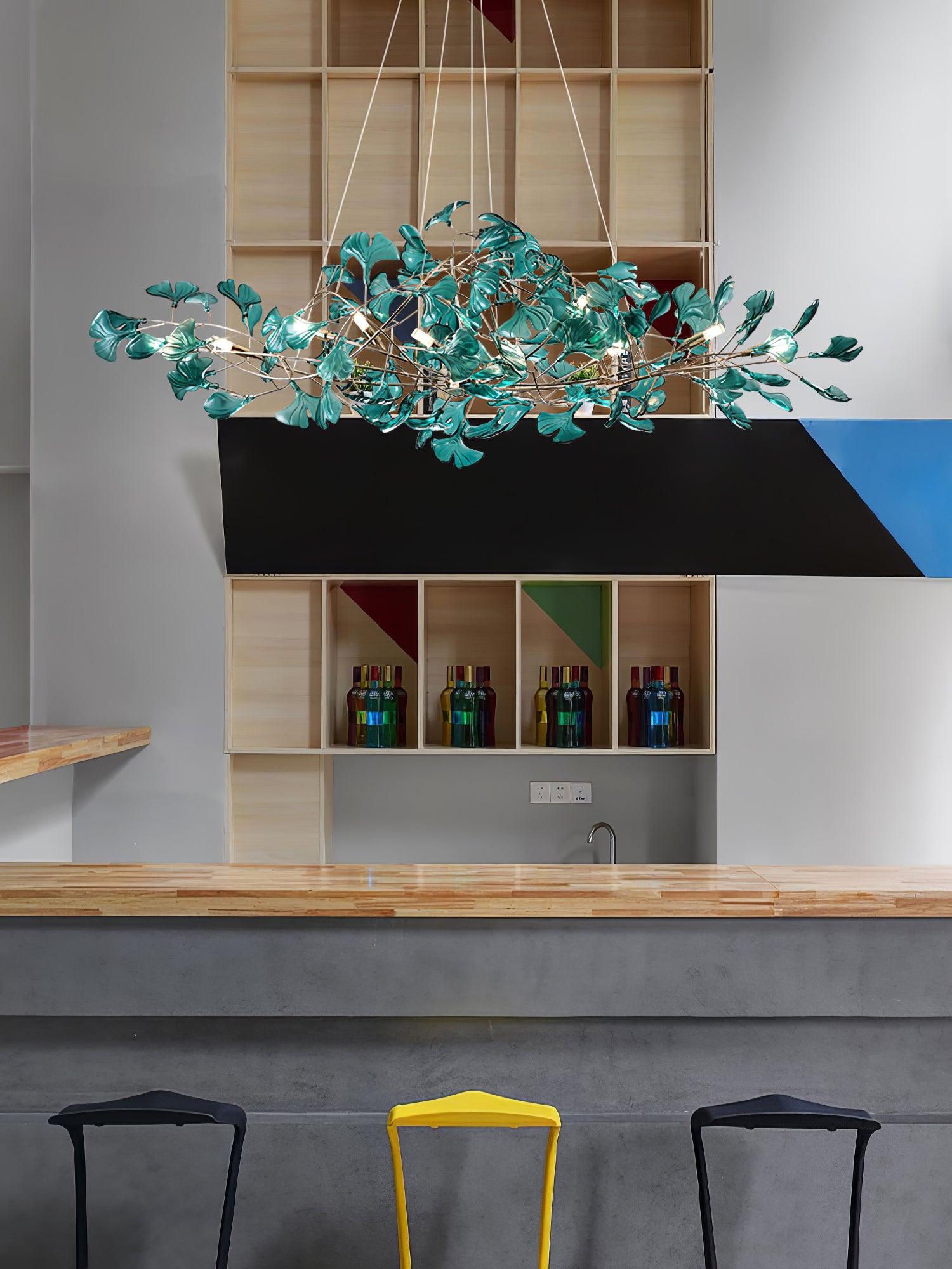 Eurvinen Luxury Ginkgo Leaf Metal Chandelier - Blowlighting