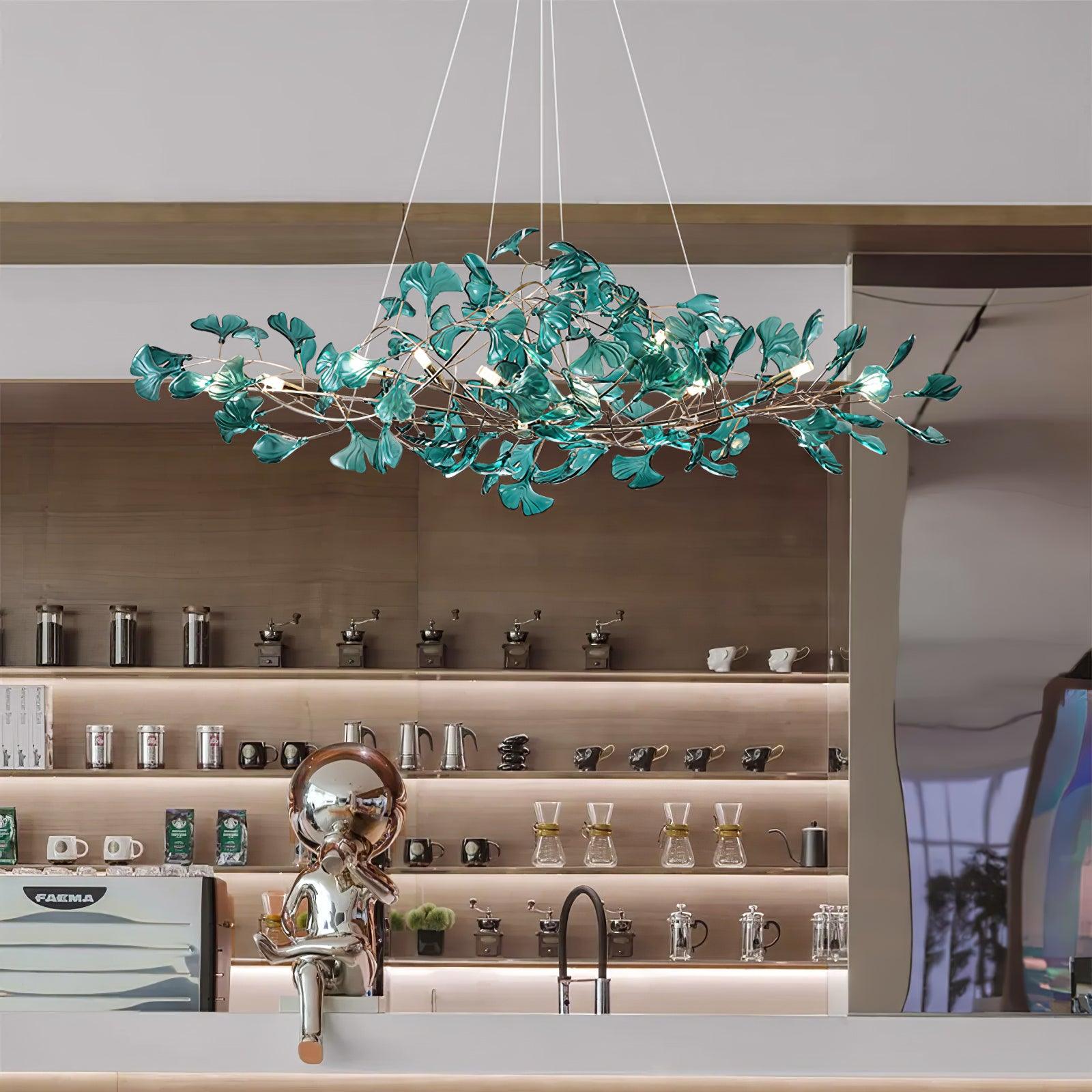 Eurvinen Luxury Ginkgo Leaf Metal Chandelier - Blowlighting