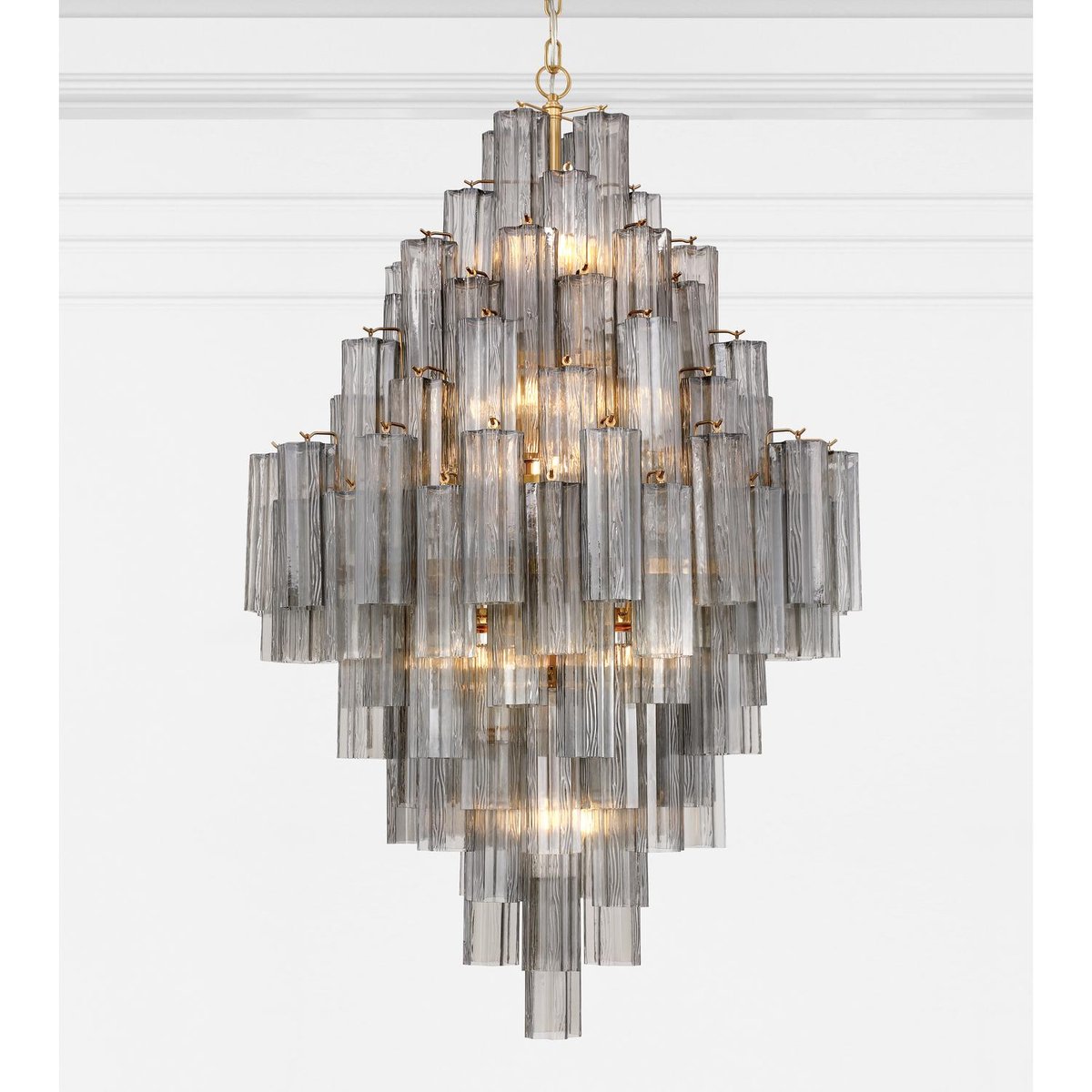 Aurora Diamond Chandelier Glass Tube Layered Amber - Letslighting