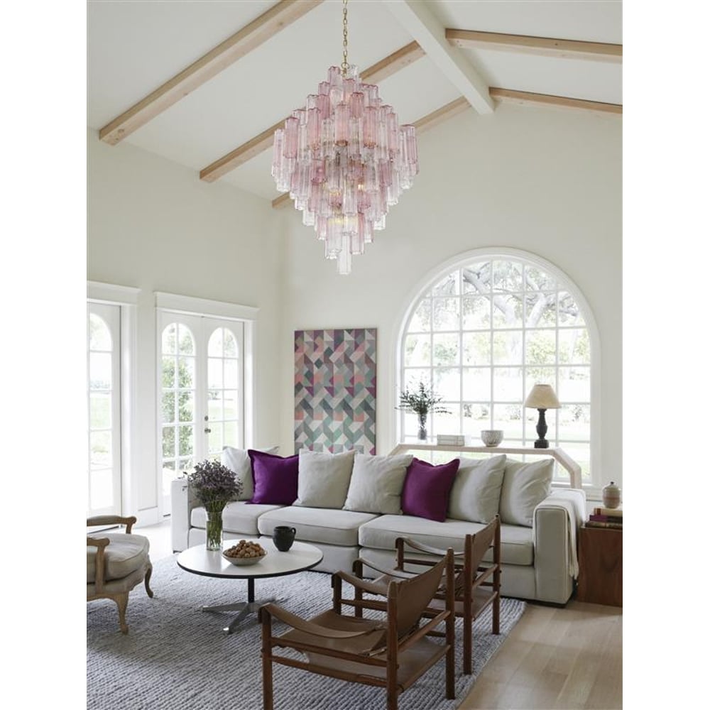 Aurora Diamond Chandelier Glass Tube Layered Amber - Letslighting
