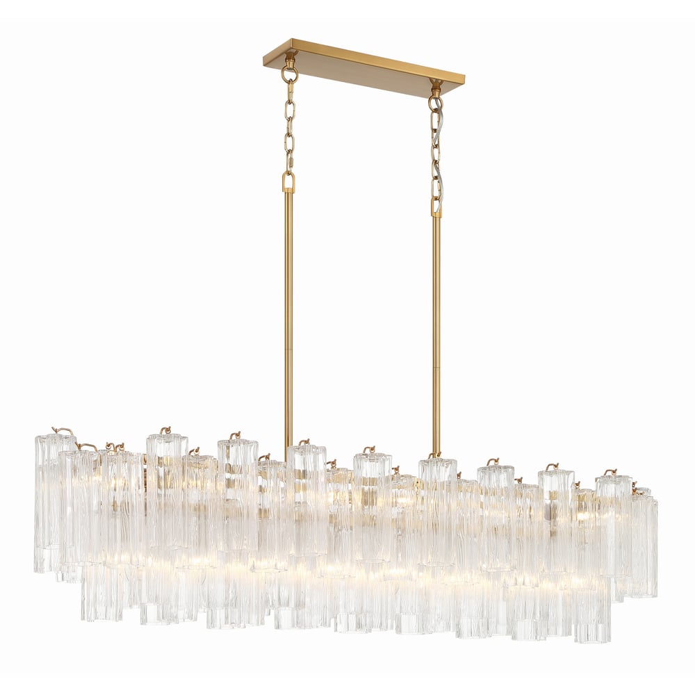 Aurora Linear Chandelier Glass Tube Tiered Amber - Letslighting