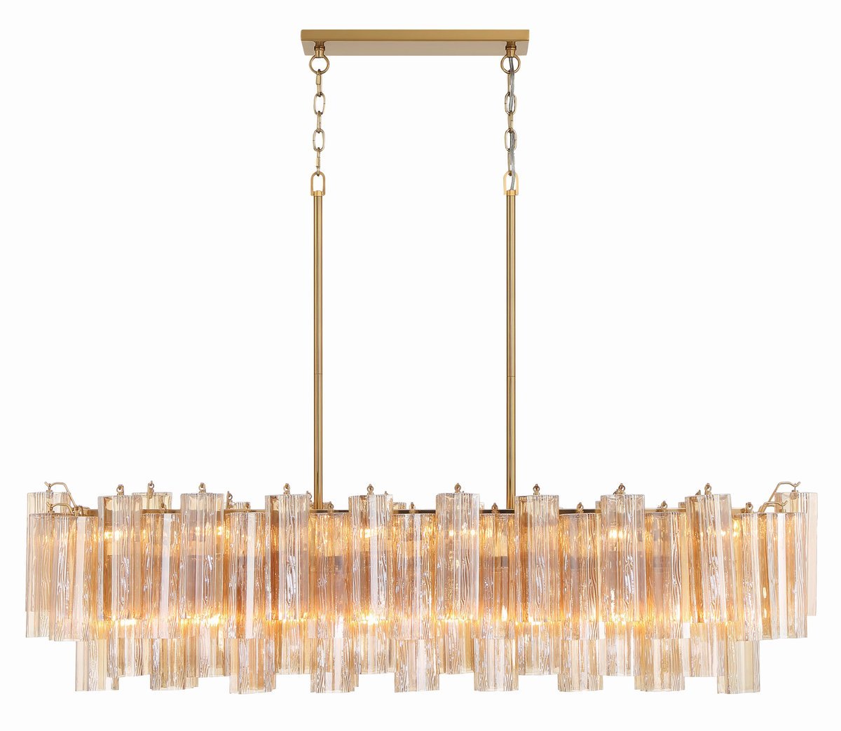 Aurora Linear Chandelier Glass Tube Tiered Amber - Letslighting