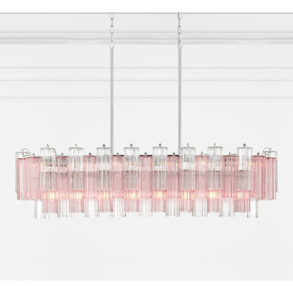 Aurora Linear Chandelier Glass Tube Tiered Amber - Letslighting