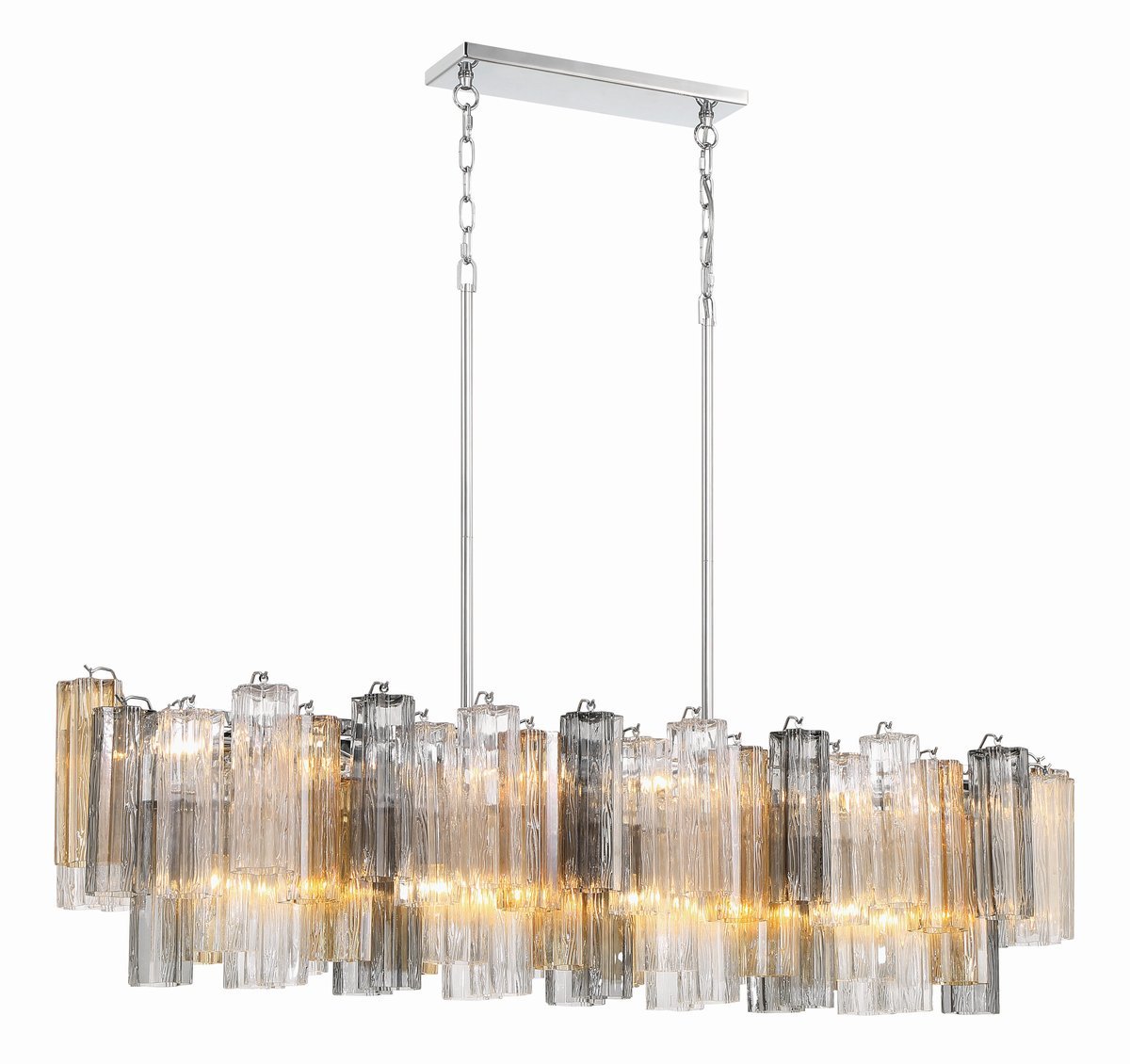Aurora Linear Chandelier Glass Tube Tiered Amber - Letslighting