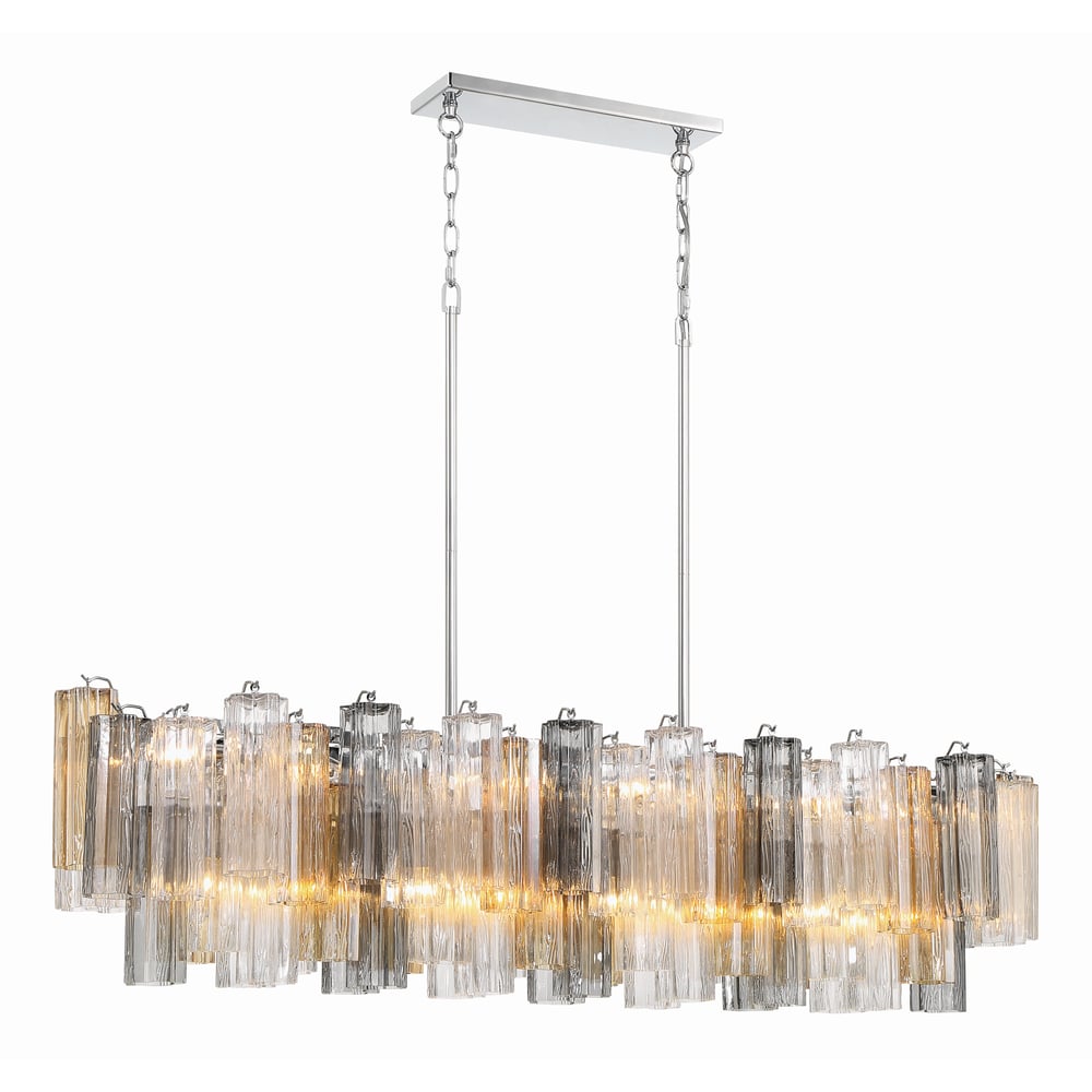 Aurora Linear Chandelier Glass Tube Tiered Amber - Letslighting