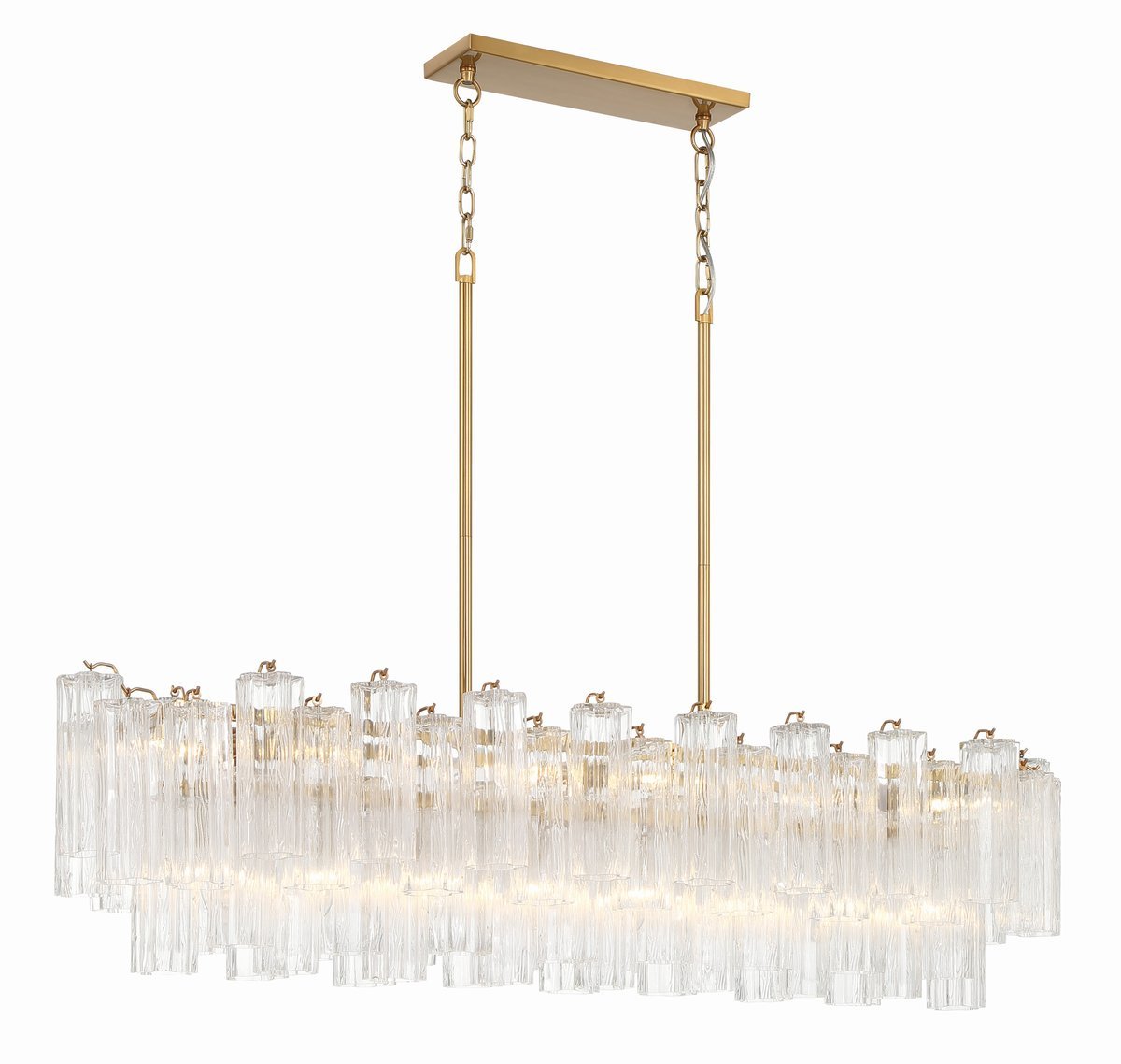 Aurora Linear Chandelier Glass Tube Tiered Amber - Letslighting